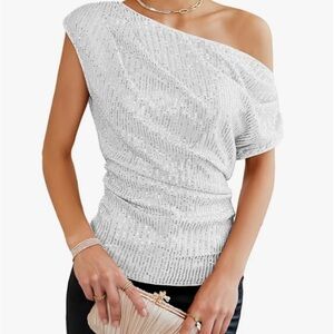 Grace Karin Silver Sequin Top